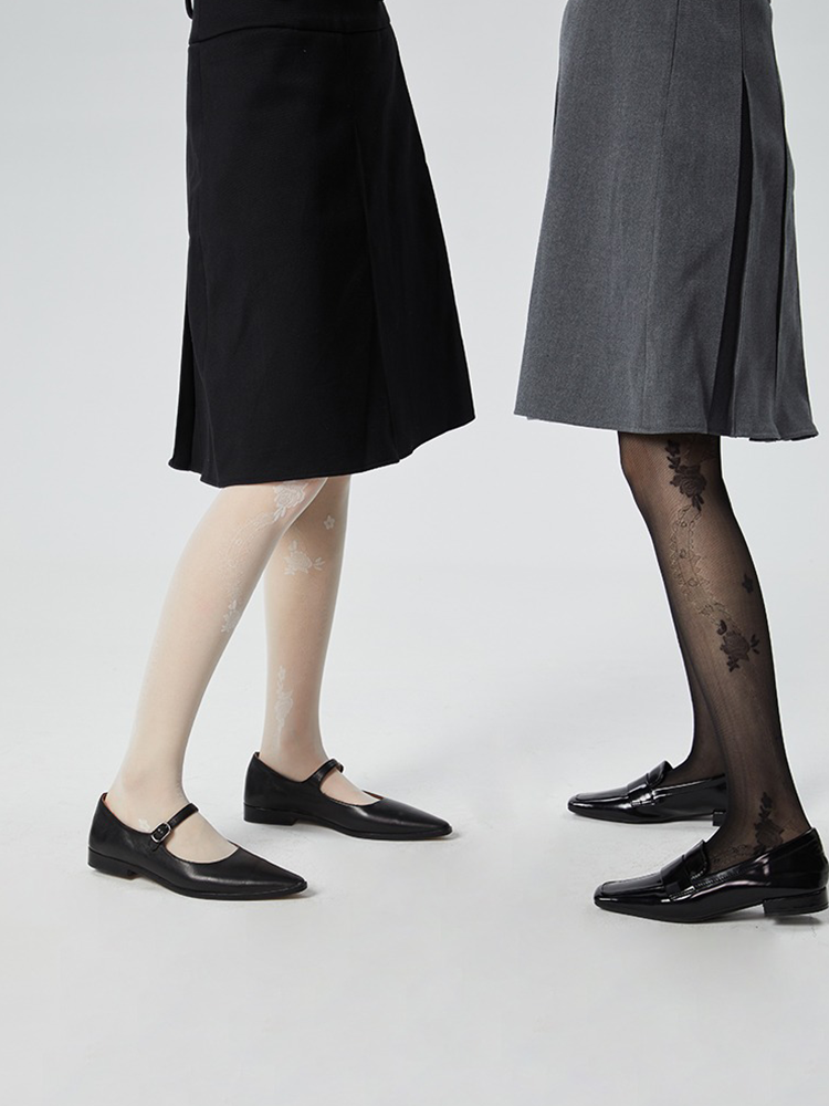 New Jeans Y2K Lolita Lace Pattern Tights Black Stockings High Waist Pantyhose - Yangma