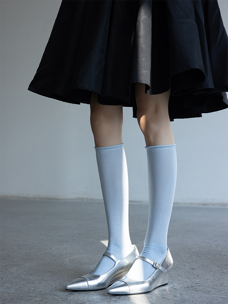 Ruffles Lady's Knee High Cotton Slouchy Socks - Yangma