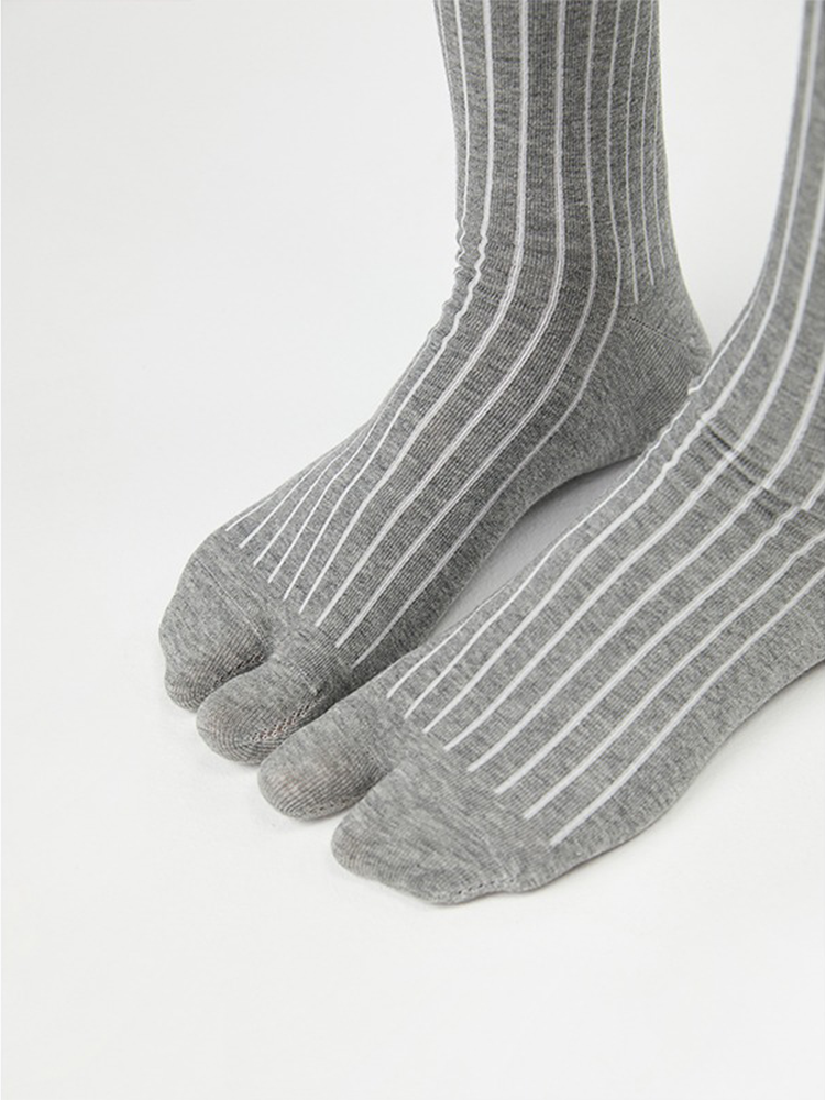Tabi Socks Pairs of Crew Split Toe for Women Breathable Stripe Mid-Length Ankle - Yangma