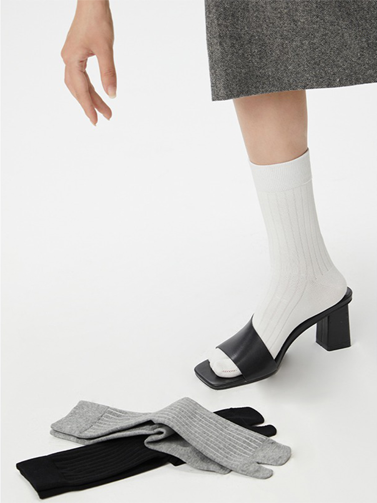 Tabi Socks Pairs of Crew Split Toe for Women Breathable Stripe Mid-Length Ankle - Yangma