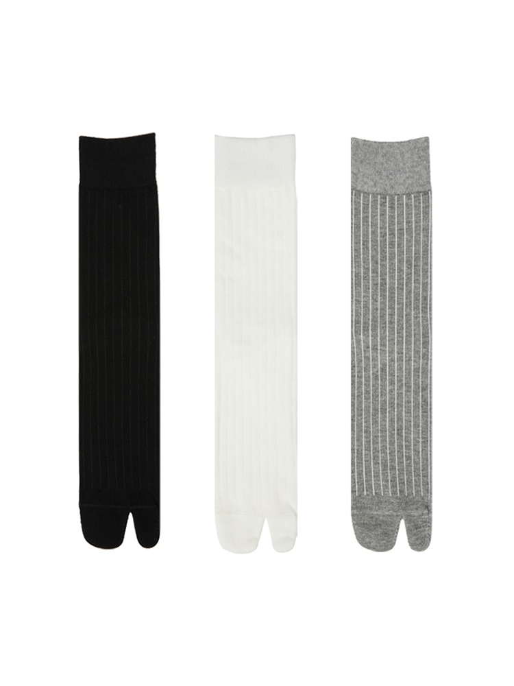 Tabi Socks Pairs of Crew Split Toe for Women Breathable Stripe Mid-Length Ankle - Yangma