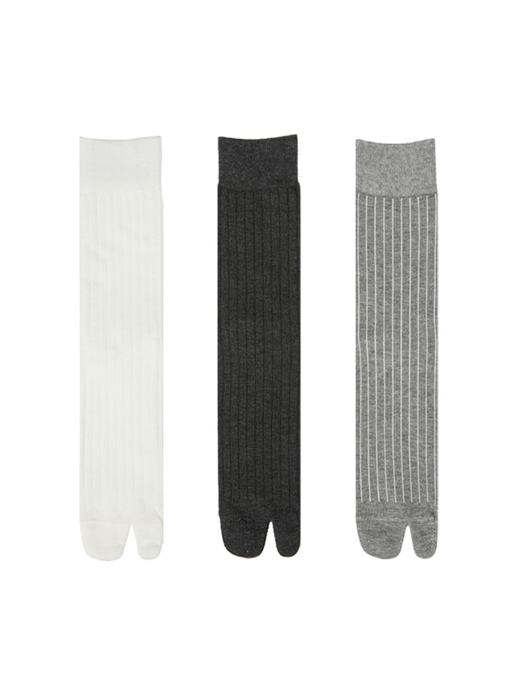 Tabi Socks Pairs of Crew Split Toe for Women Breathable Stripe Mid-Length Ankle - Yangma