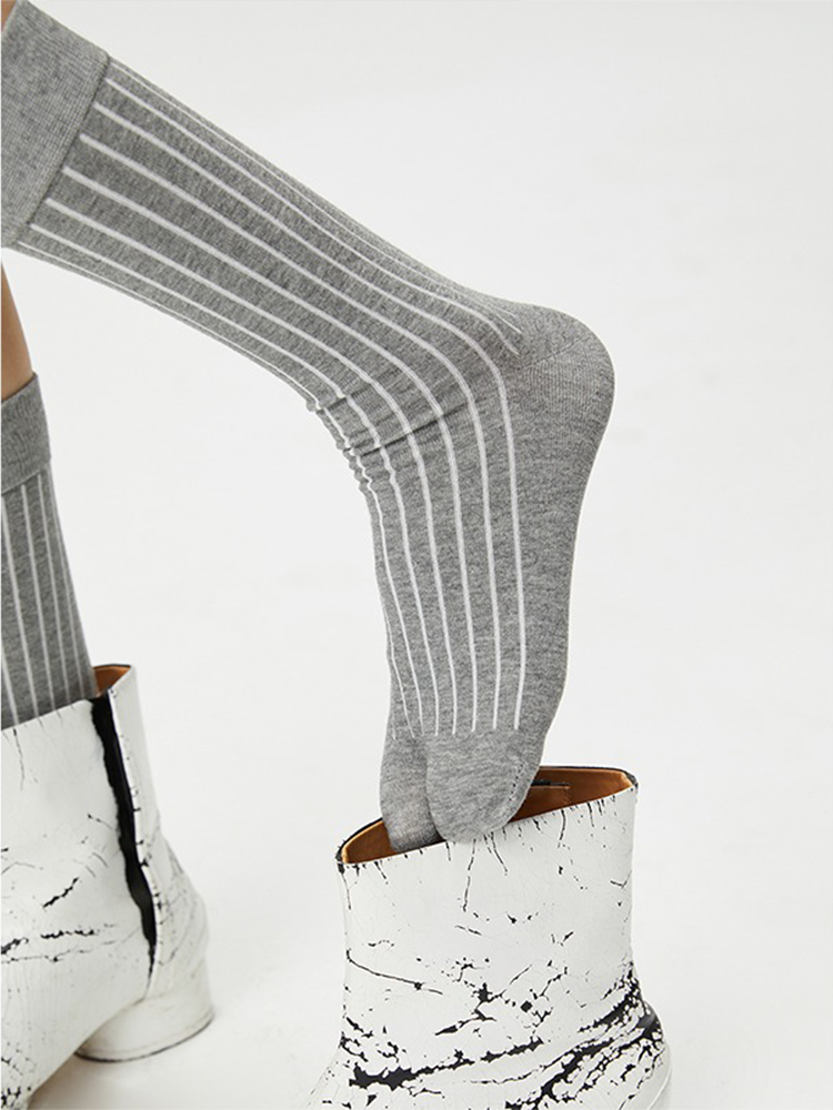 Tabi Socks Pairs of Crew Split Toe for Women Breathable Stripe Mid-Length Ankle - Yangma