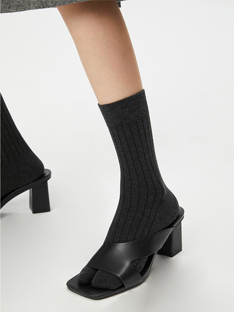 Tabi Socks Pairs of Crew Split Toe for Women Breathable Stripe Mid-Length Ankle - Yangma