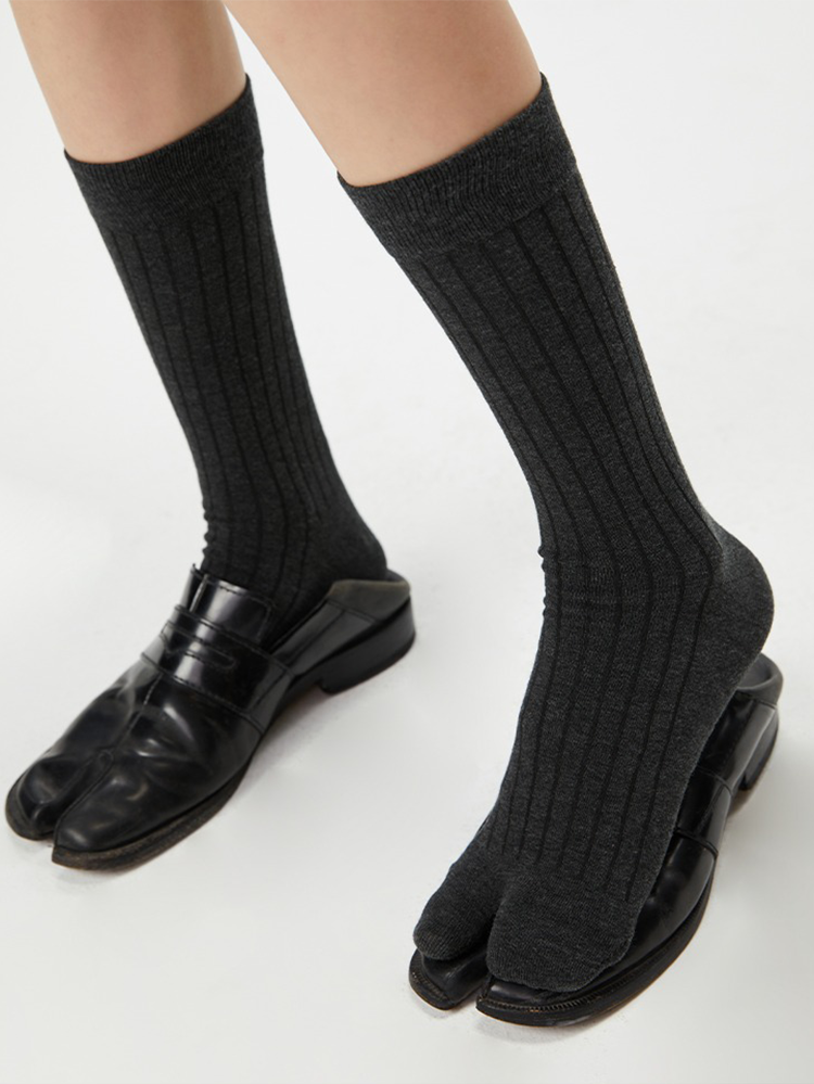 Tabi Socks Pairs of Crew Split Toe for Women Breathable Stripe Mid-Length Ankle - Yangma