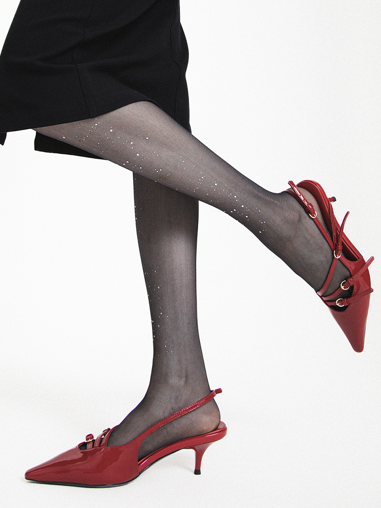 Sparkling Glitter Reflective Starry Sky Sheer Black Pantyhose Tights - Yangma