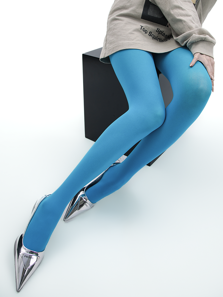 Matte Velvet Lake Blue Pantyhose Spicy Babe Style - Yangma