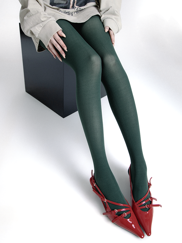 Matte Velvet Elegant Vintage Deep Green Pantyhose Spicy Babe Style - Yangma