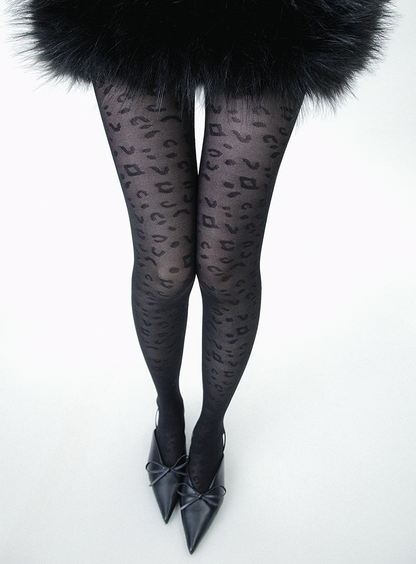 Leopard Print Tights Animal Jacquard Y2K Sexy Pantyhose - Yangma