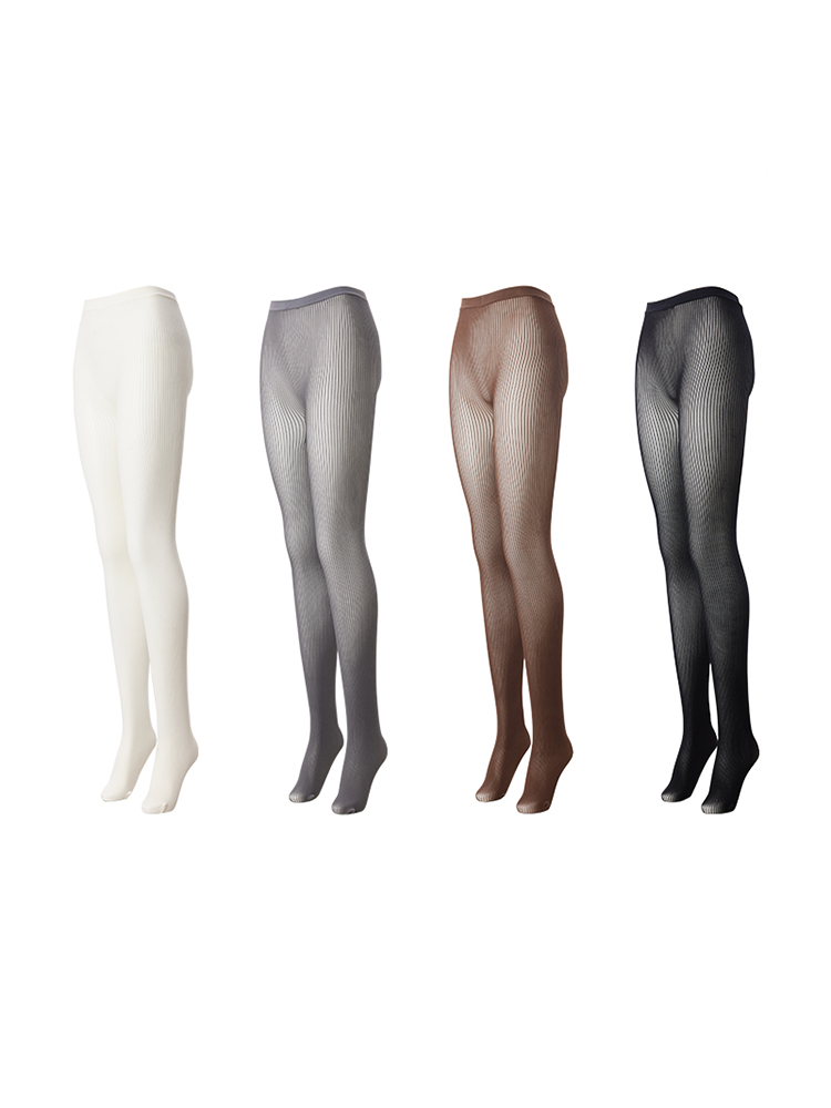 Matte Ribbed Tights, Slimming Vertical Pattern with Elasticity - Yangma
