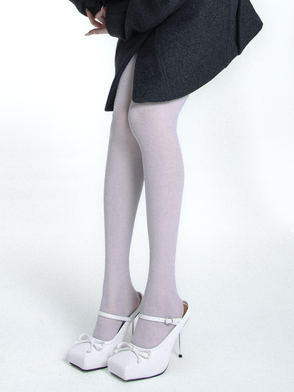 Shiny Glitter Tights Gold Silver Thread Solid Color Sheer Slimming Pantyhose - Yangma