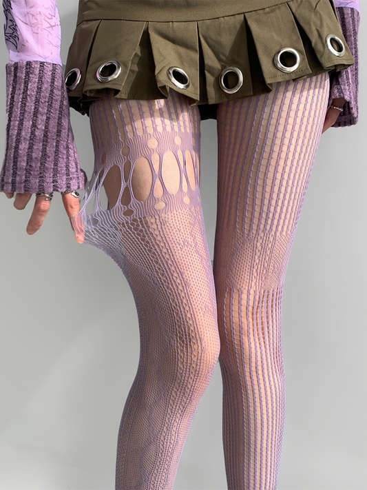 Lace Stockings with American-Style Hollow Mesh Design - Yangma